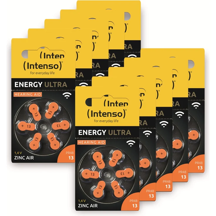 60er Hörgeräte-Batterien-Set INTENSO, Energy Ultra A 13, orange – Bild 1