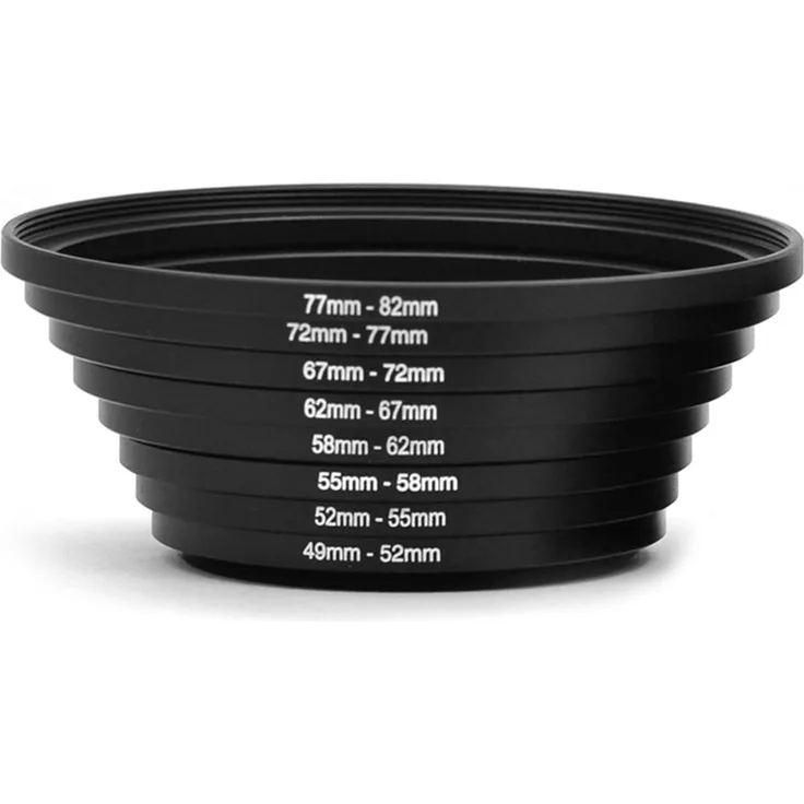 Belmalia 8 Step-Up-Ringe Set, Objektiv-Filter-Adapter: 49mm 52mm 55mm 58mm 62mm 67mm 72mm 77mm 82mm Aluminium