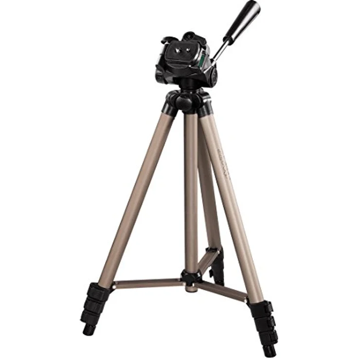 Hama Leichtes Einsteiger-Dreibeinstativ mit 3-Wege-Kopf, Star 75 125-3D, Champagner – Bild 1