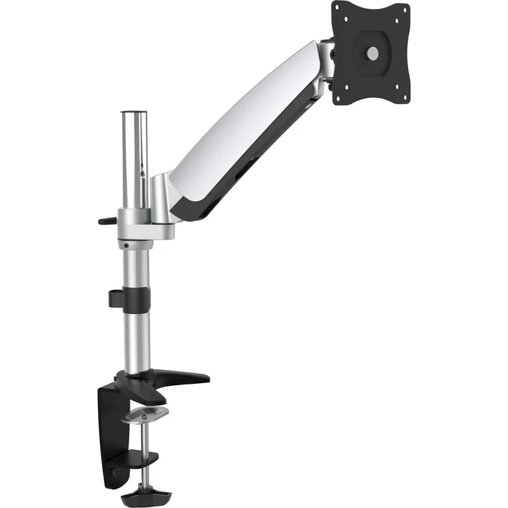 RICOO Monitor Tischhalterung für Monitore Monitorhalterung TS2911 Gasfeder Monitorständer Schwenkbar Neigbar Höhenverstellbar Schreibtisch Bildschirmständer Tisch Ständer Monitorhalterungen VESA 75x75 100x100 / Silber-Schwarz