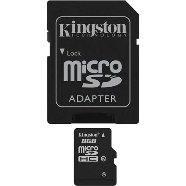 Kingston 8GB microSDHC Card Class 10 mit SD Adapter