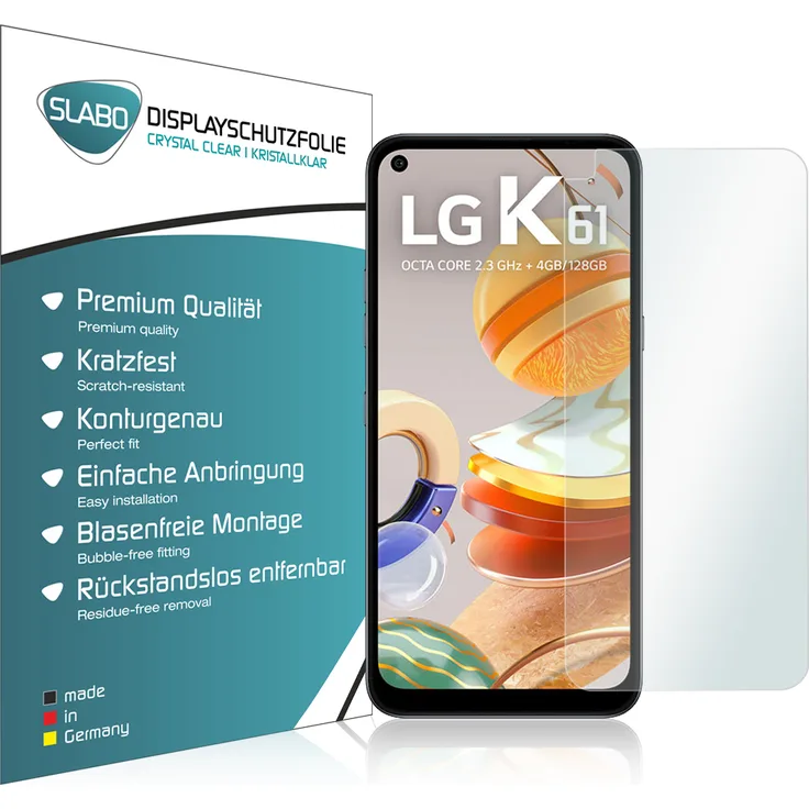 4x Slabo Displayschutzfolie für LG K61 Klar Crystal Clear (verkleinerte Folien) Displayfolie Schutzfolie Folie