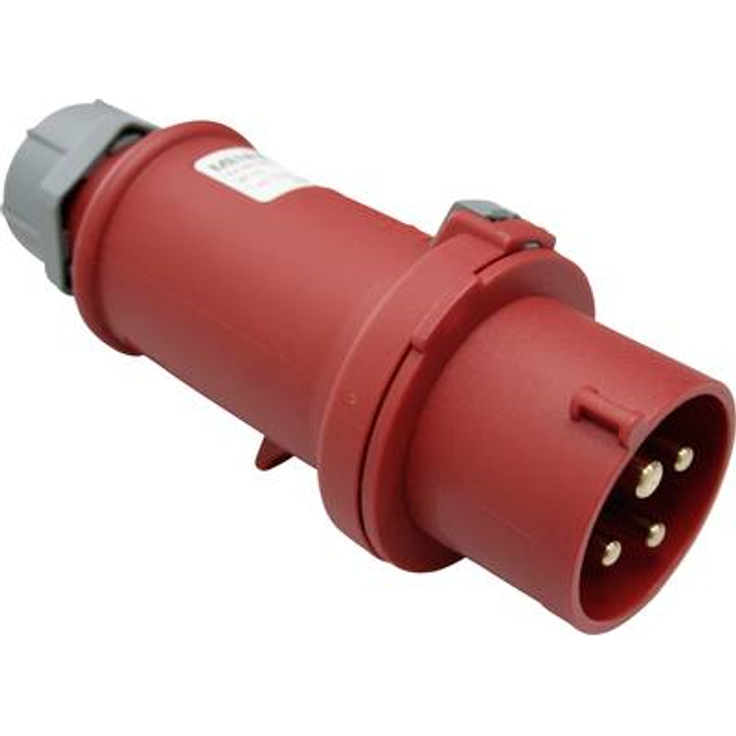 as - Schwabe 60570 E-Stecker, rot, mit Schraubanschluss 400V-16A-4polig-6h-IP44, 400 V