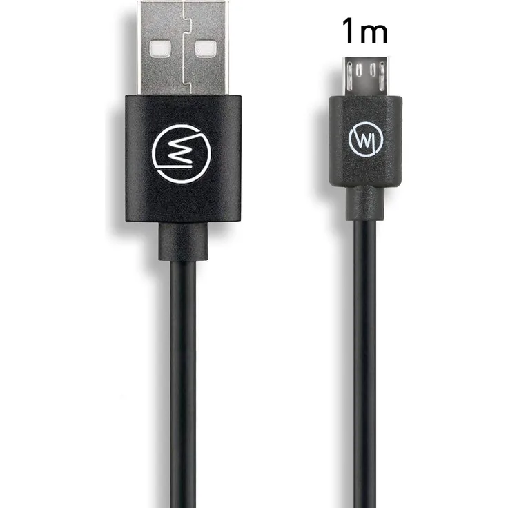 Wicked Chili 1x MicroUSB Handy Ladekabel kompatibel mit Samsung, Huawei, Xiaomi, Realme, Vivo und Smartphone mit MicroUSB Anschluss (max. Stromstärke 2,5A | max. Strombelastbarkeit 3A | 1m) schwarz