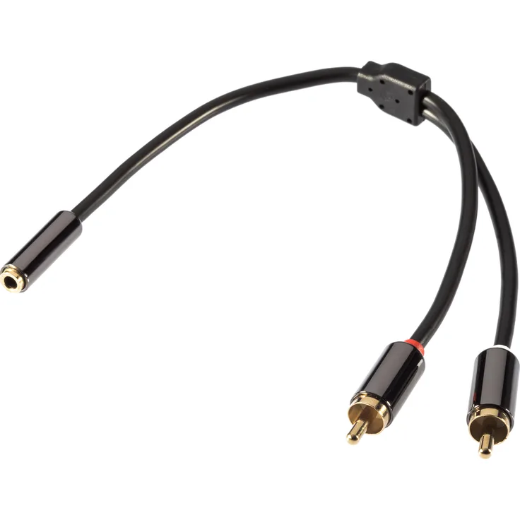 Poppstar Premium Stereo Audio Adapterkabel, 3,5 mm Klinke (Buchse) auf 2x RCA Cinch (Stecker), vergoldete Kontakte, 23cm mit Steckern