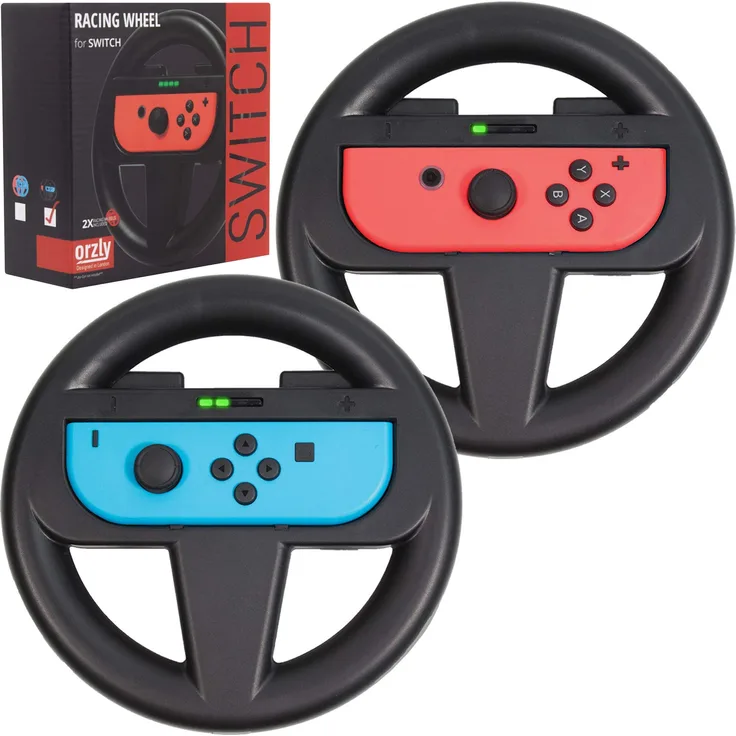 Orzly Lenkrad Doppelpack für das Nintendo Switch ? Lenkrad Aufsatz für die Nintendo Switch Joy-Con Controller in SCHWARZ