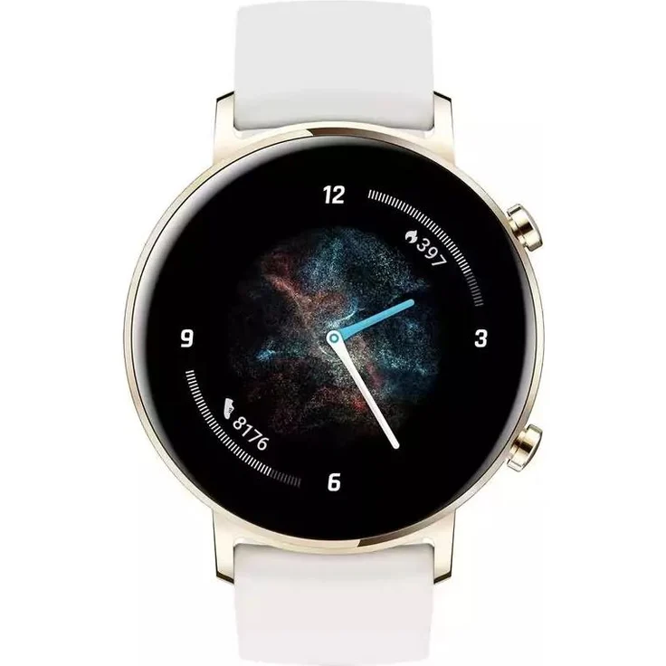 HUAWEI Watch GT2 Smartwatch GPS, Unisex, 42mm, Edelstahlgehäuse, Silikonarmband, Classic White – Bild 2
