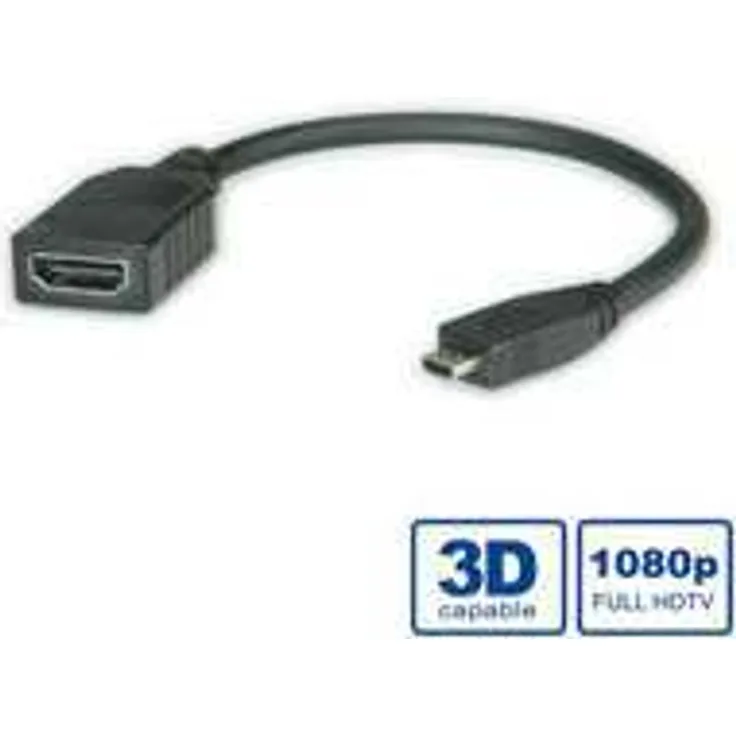 ROLINE HDMI High Speed Kabel mit Ethernet, HDMI BU - Micro HDMI ST 0,15m