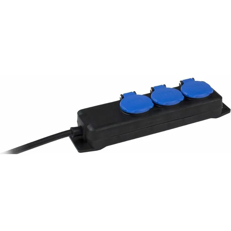 as – Schwabe 3-fach Verteilersteckdosenleiste – Outdoor-Mehrfachstecker mit 1,5 m Leitung – Mehrfachsteckdosen 230 V - 16 A Klappdeckel und Wandbefestigung – IP44 – Schwarz I 38601