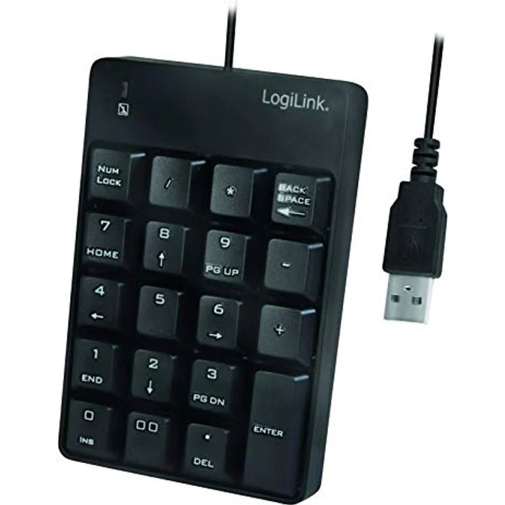 LogiLink ID0184 Numerische Zusatztastatur mit USB-Anschluss mit LED-Aktivitätsanzeige Schwarz – Bild 1
