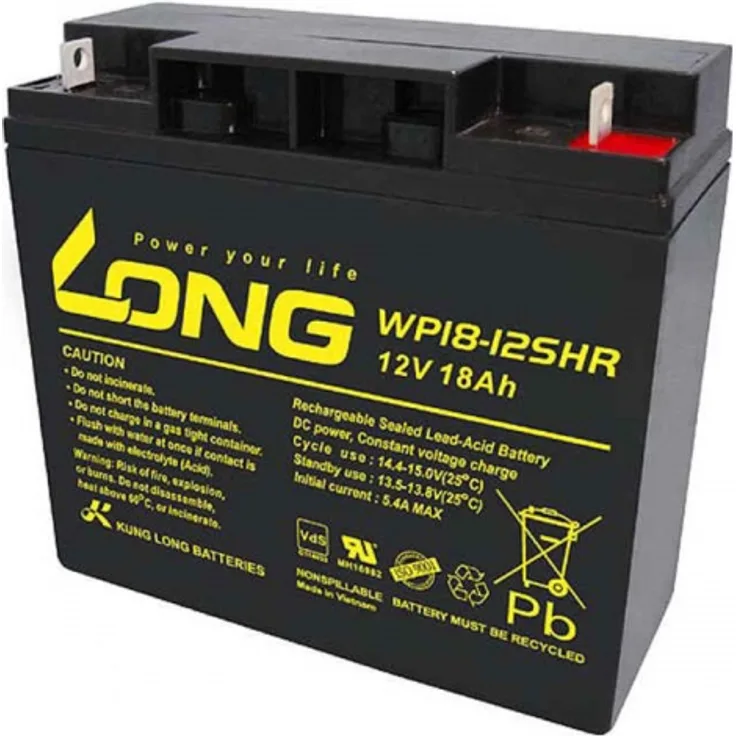 Kung Long WP18-12SHR Akku PB Blei 12 Volt mit 18Ah, mit M5 Flachpol Schraubansch