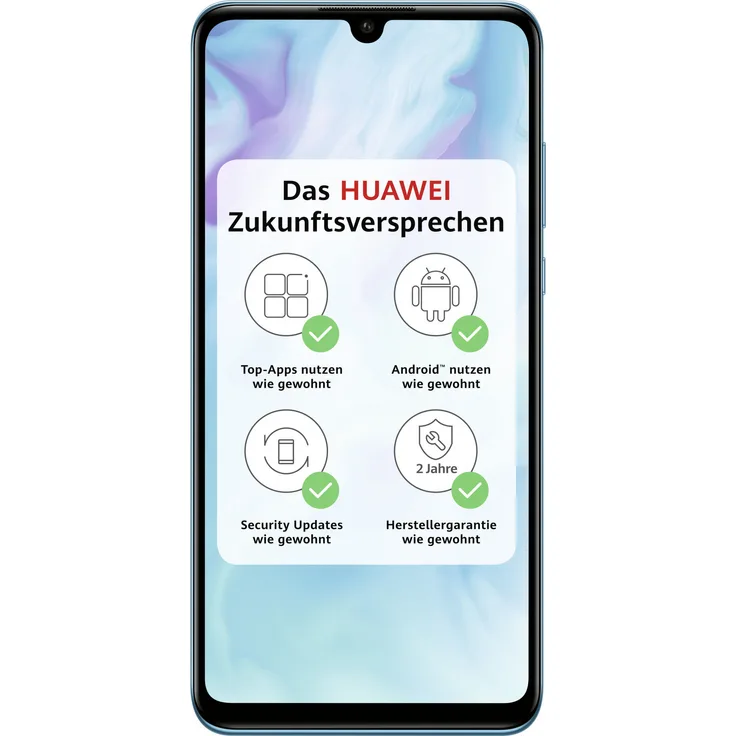 Huawei P30 lite Smartphone 15,62cm (6,15 Zoll) LTPS-Display, 128GB interner Speicher, 4GB RAM, Dual-SIM, Android, Peacock Blue
