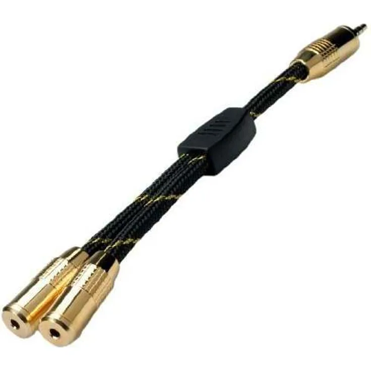 ROLINE GOLD 3,5 mm Audio Stereo Split Y Adapter-Kabel I Audio-Verteiler für Multimedia-Geräte I 0,15 m