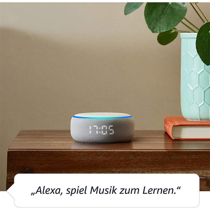 Amazon Echo Dot (3. Generation) Smarter Lautsprecher mit Uhr und Alexa, Sandstein Stoff – Bild 4