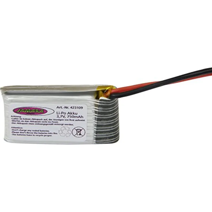 Jamara Jamara423109 Lithium-Polymer-Akku, 3,7 V 750 mAh 2,77 Wh, für F1X-Quadrocopter