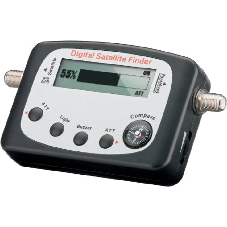 Goobay Digitaler Satelliten Finder LCD-Anzeige mit Kompass und Ton inkl. F-Anschlusskabel – Bild 1