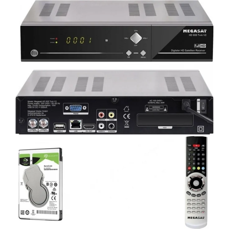 Megasat HD 935 Twin V2 1TB, DVB-S/S2, HDMI, EPG, Aufnahmefunktion, schwarz – Bild 3