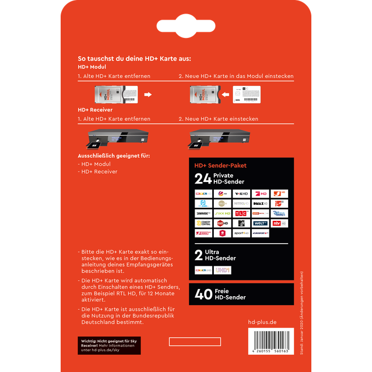 HD+ Karte mit Senderpaket für 12 Monate (DVB-S2) – Bild 2