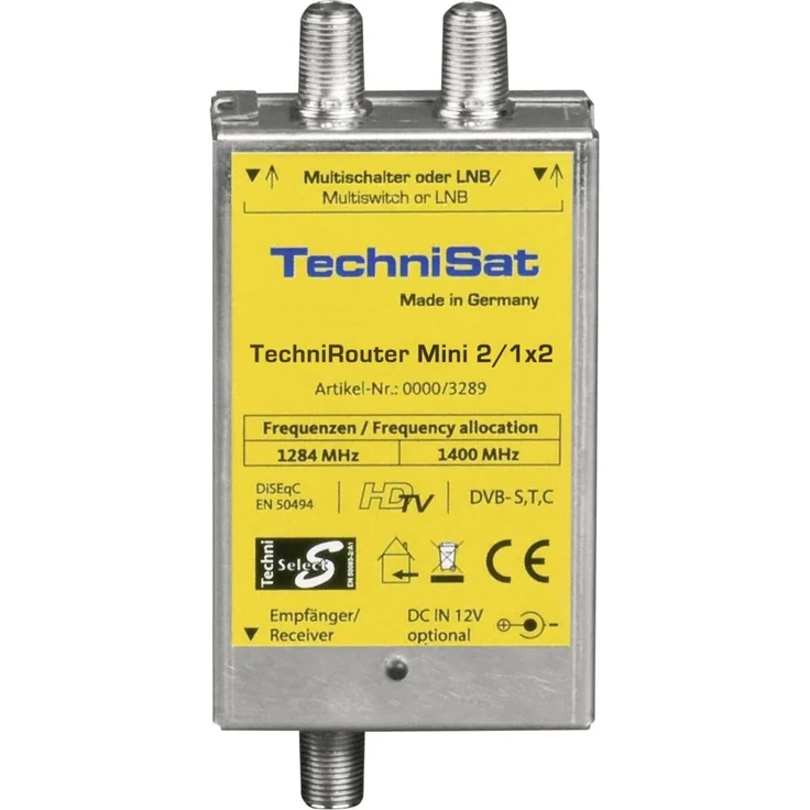 TechniSat TECHNIROUTER MINI 2-1x2 - Einkabellösung - Unicable (für Twin-Empfang, 2 Sat-Positionen über ein Kabel, angeschlossene Sat-Receiver - TV müssen Unicable unterstützen, SD-HDTV, DVB-T2) – Bild 1