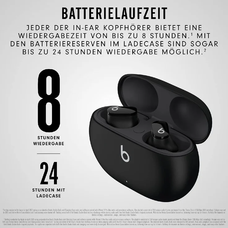 Beats By Dre Studio Buds In-Ear-Kopfhörer, True-Wireless, IPX4, schwarz – Bild 3