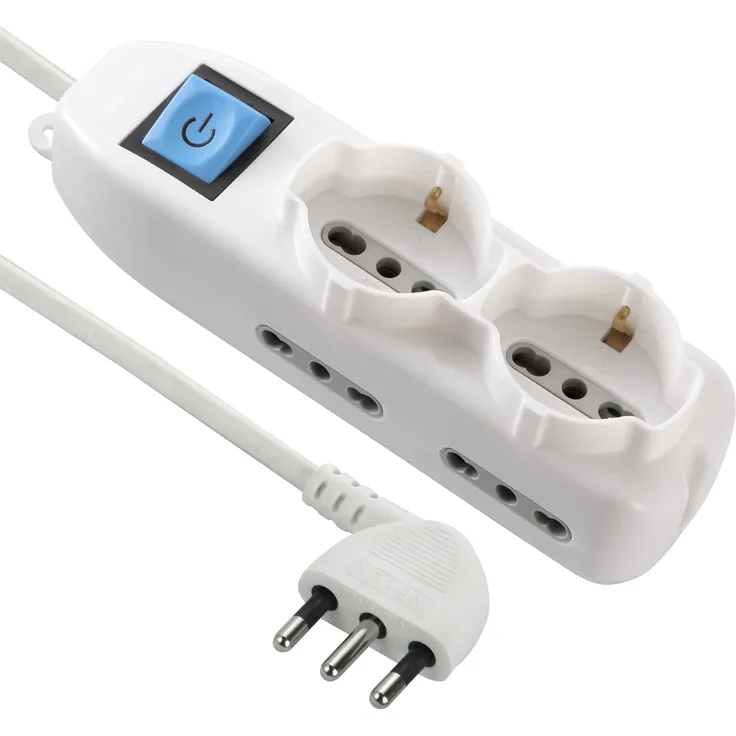 Electraline 62001 vielseitige Mehrfachsteckdose, 2+4 Steckdosen, mit 1,5 m Kabel, Weiß