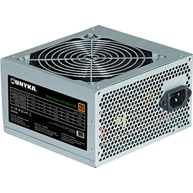 UNYKAch ATX 300W Netzteil Silber - Netzteile (300 W, 230 V, 50-60 Hz, Aktiv, 3,3 A, 21,4 A)