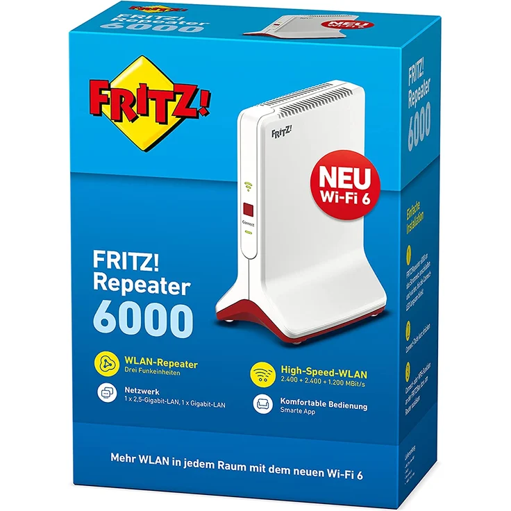 AVM Fritz!Repeater 6000 (DREI Funkeinheiten: 5 GHz (2 x bis zu 2.400 MBit/s), 2,4 GHz (bis zu 1.200 MBit/s), 2,5-Gigabit-LAN, deutschsprachige Version) – Bild 5