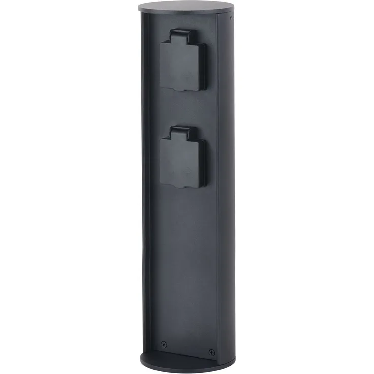Lutec Stromverteiler Socket Steckdosensäule anthrazit IP44 10x40cm mit 2 Steckdosen