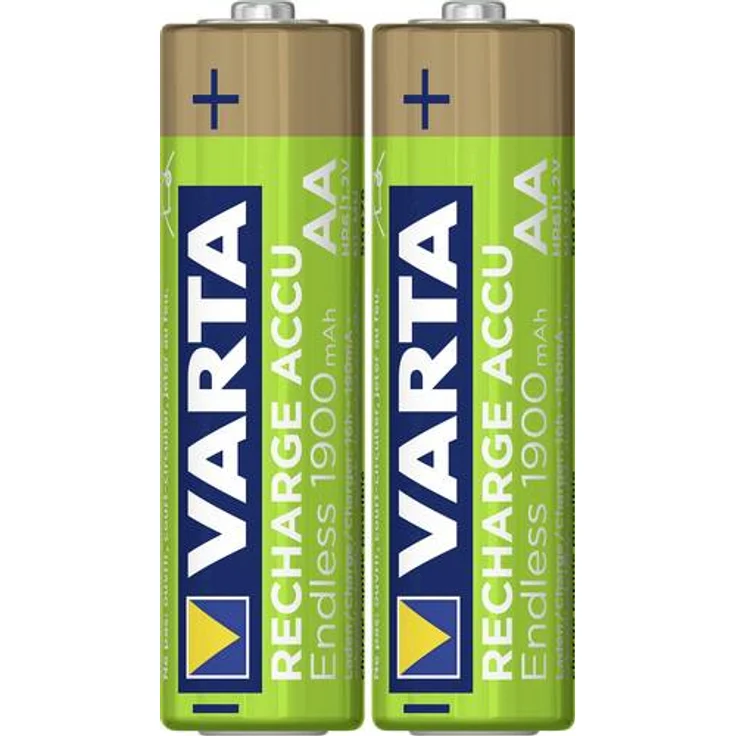 Varta Endless Akku, wiederaufladbar bis zu 2100 Aufladungen, geringe Selbstentladung, Ready-To-Use vorgeladener AA Mignon Ni-MH Akku, 2er Pack, 1900mAh, wiederaufladbar ohne Memory Effekt – Bild 1