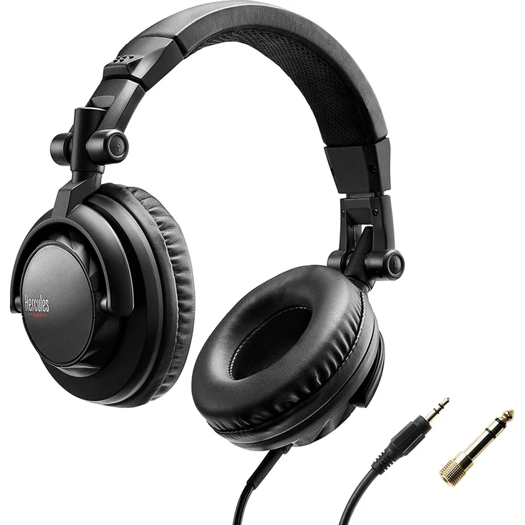 Hercules HDP DJ45: Geschlossener DJ-Kopfhörer - faltbar, drehbare Kopfhörer und 2 m-6,5''-Kabel - geschlossen, geräuschdämmend - leistungsstark, Impedanz von 60 Ohm – Bild 1