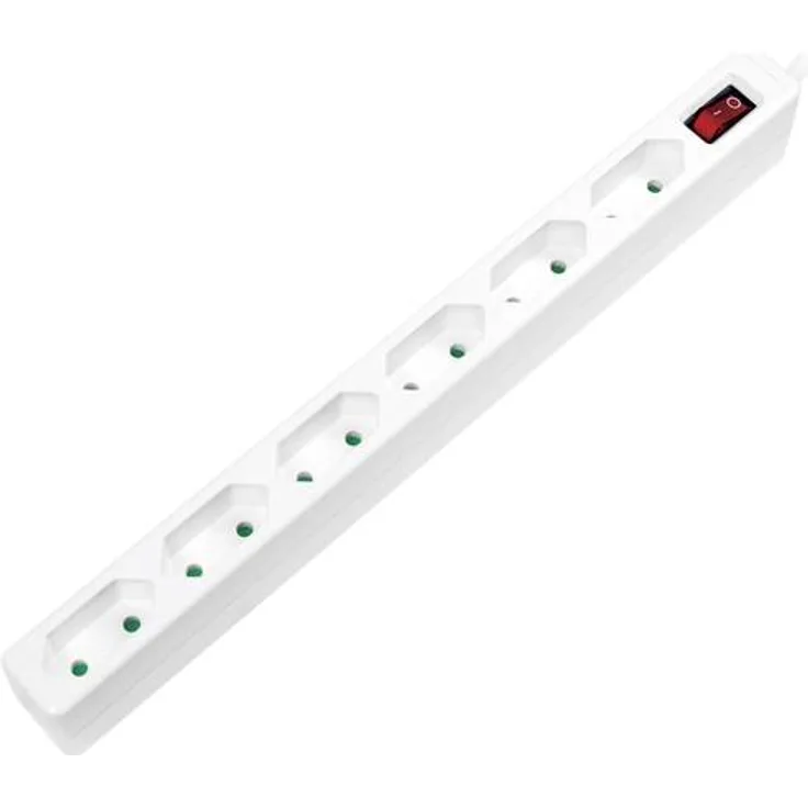 LogiLink LPS232 6-fach Steckdosenleiste (Eurobuchse) - E 7-16, mit Ein-Aus Schalter mit Kindersicherung Weiß