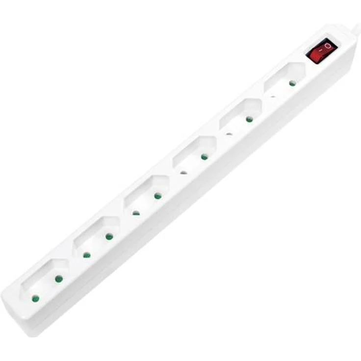 LogiLink LPS232 6-fach Steckdosenleiste (Eurobuchse) - E 7-16, mit Ein-Aus Schalter mit Kindersicherung Weiß