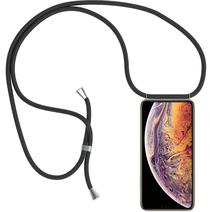 Slabo Halsband Hülle Necklace Kette für iPhone XS Max INKL. Hülle zum Schutz des Smartphones - SCHWARZ / TRANSPARENT