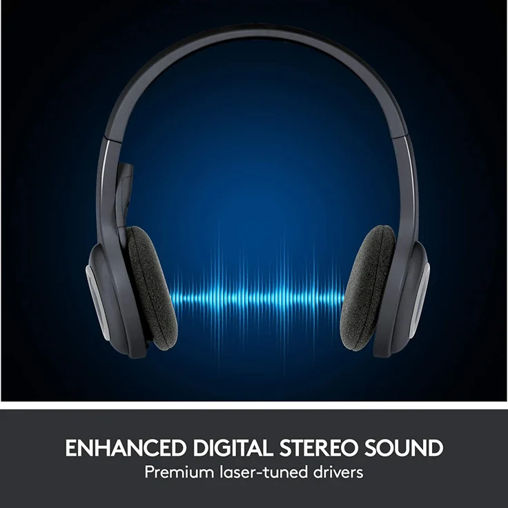 Logitech H600 Kabellose Kopfhörer mit Mikrofon, Stereo-Headset, rotierendes Mikrofon mit Rauschunterdrückung, Wireless USB-Empfänger, 10 m Reichweite, lange Batterielaufzeit, geeignet für PC/Mac/Laptop, Headset, schwarz (981-000342) – Bild 6