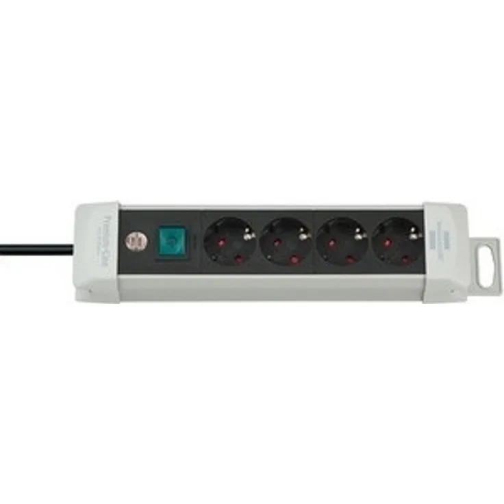 Brennenstuhl Premium-Line, Steckdosenleiste 4-fach (Steckerleiste mit Schalter und 1,8m Kabel - 45° Anordnung der Steckdosen, Made in Germany) grau