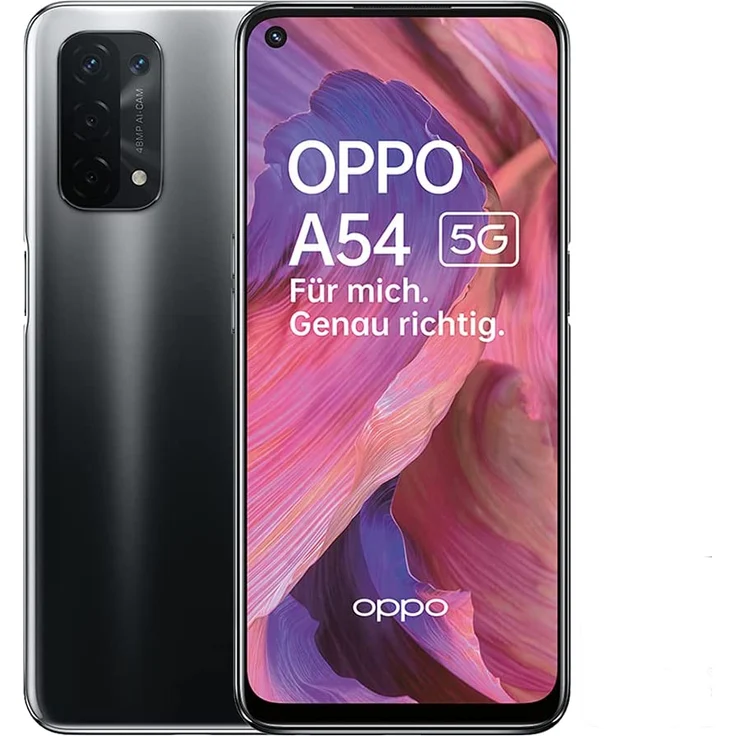 Oppo A54 5G Smartphone 16,5cm (6,5 Zoll), LTPS-Display, 64GB interner Speicher, 4GB RAM, Dual-SIM, Android 11, Schwarz – Bild 1