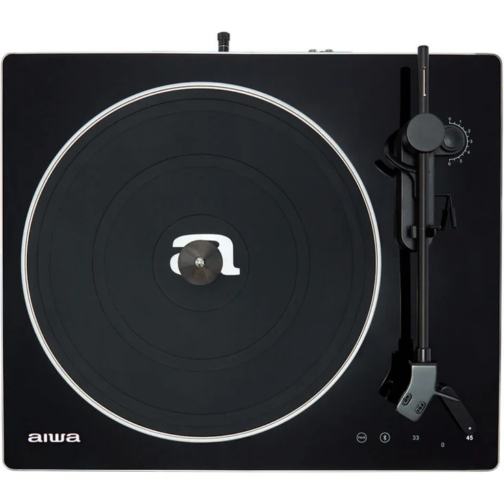Aiwa APX-680BT Bluetooth-Plattenspieler Konvertierer 2 Geschwindigkeiten 33/45 mit integrierten Audio-Vorverstärker schwarz – Bild 5