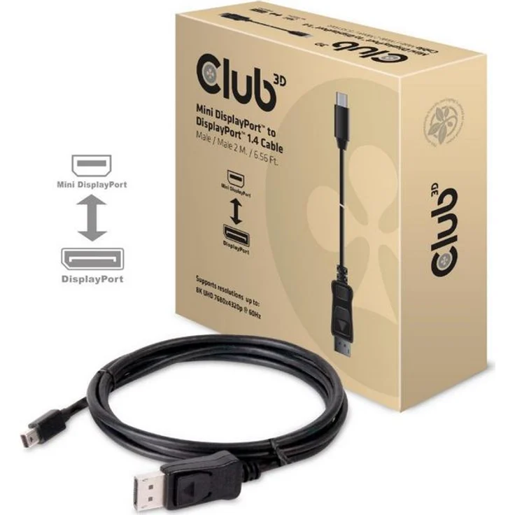 Club3D Kabel MiniDisplayP.1.4 > DisplayP.1.4 2m 32,4Gb Retail – Bild 1
