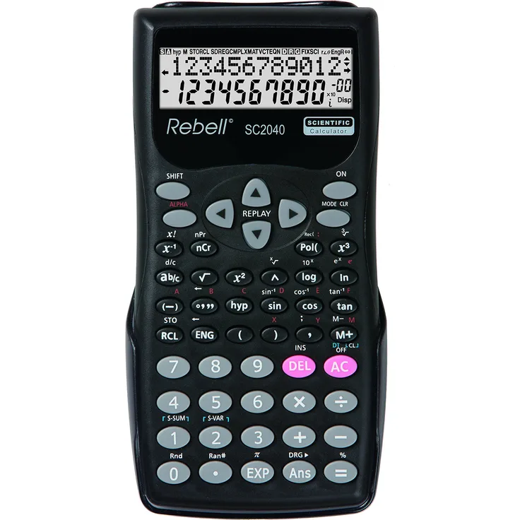 Rebell RE-SC2040 SW Wissenschaftlicher Taschenrechner mit 240 mathematischen Funktionen und 2-zeiligem Display, schwarz