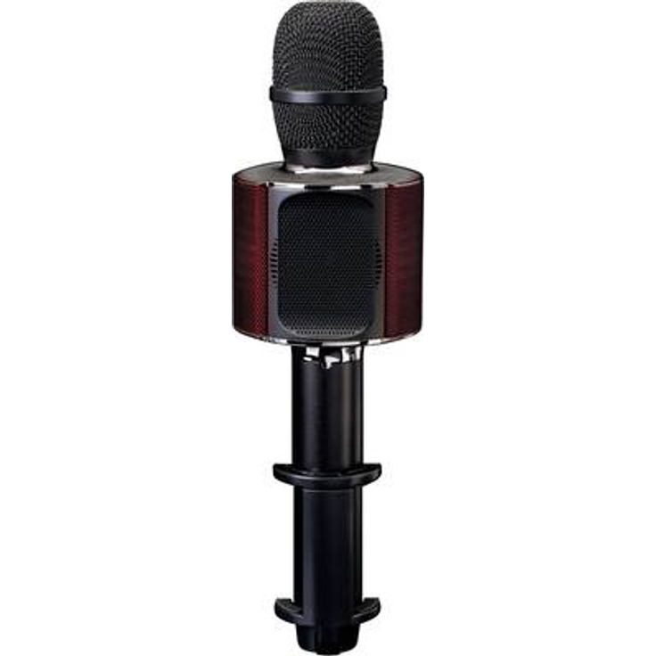 Lenco BMC-090 - Karaoke Mikrofon - Bluetooth V4.2 - Mit Smartphone-Halterung - 5 Watt RMS - LED Lichteffekte - integrierter Akku mit 1200mAh – Android und iOS - Schwarz