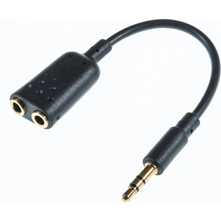 Poppstar Premium Klinkenadapter 2x 3,5mm (Buchse) auf 1x 3,5mm (Metallstecker), vergoldete Kontakte, 15cm mit Steckern