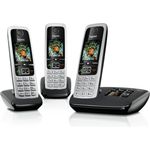 Gigaset C430A Trio 3 schnurlose Telefone mit Anrufbeantworter (DECT Telefon mit Freisprechfunktion, klassische Mobilteile mit TFT-Farbdisplay) schwarz-silber