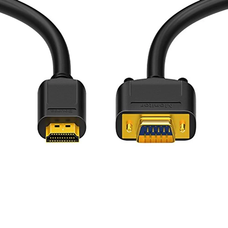 HDSupply HC110-015 HDMI-VGA 1080P Kabel, HDMI-A Stecker auf VGA-Stecker mit zusätzlichem Klinkenkabel, vergoldete Kontakte, 1,5m, schwarz – Bild 1