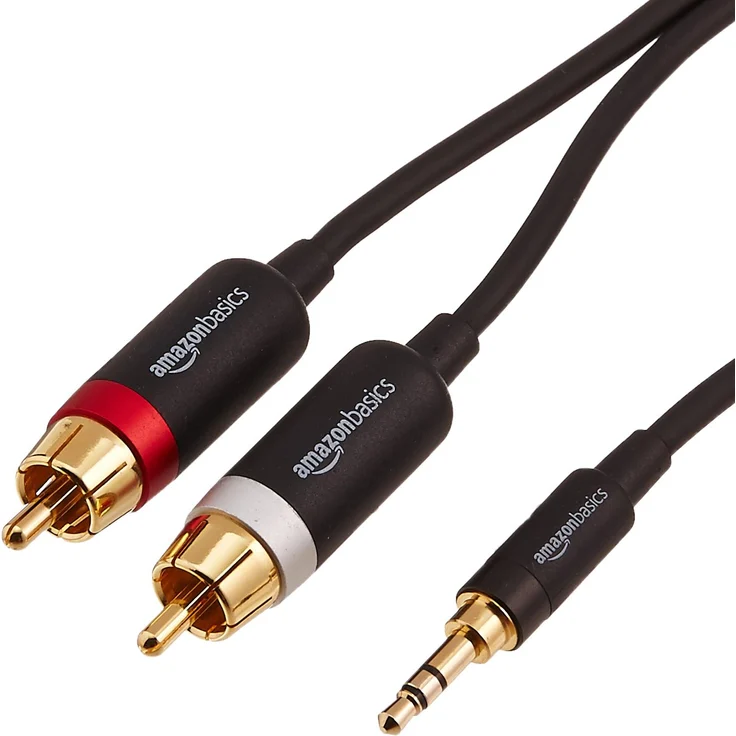 AmazonBasics PBH-19821 Cinch-Audiokabel, 3,5-mm-Klinkenstecker auf 2 x Cinch-Stecker, 1,22 m – Bild 1