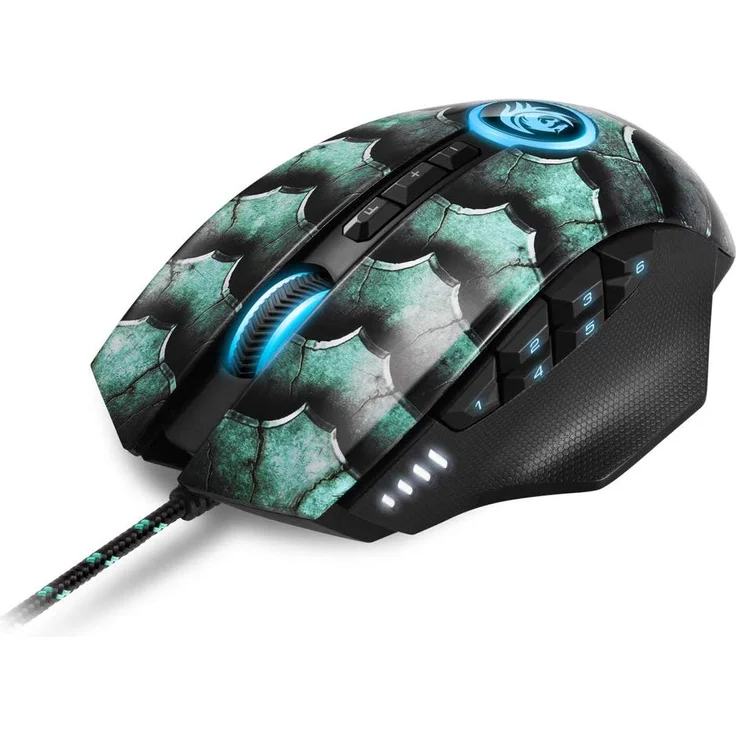 Sharkoon Drakonia II Gaming Maus, optischer Sensor PixArt 3360, 15.000 DPI, 12 programmierbare Tasten, grün – Bild 5