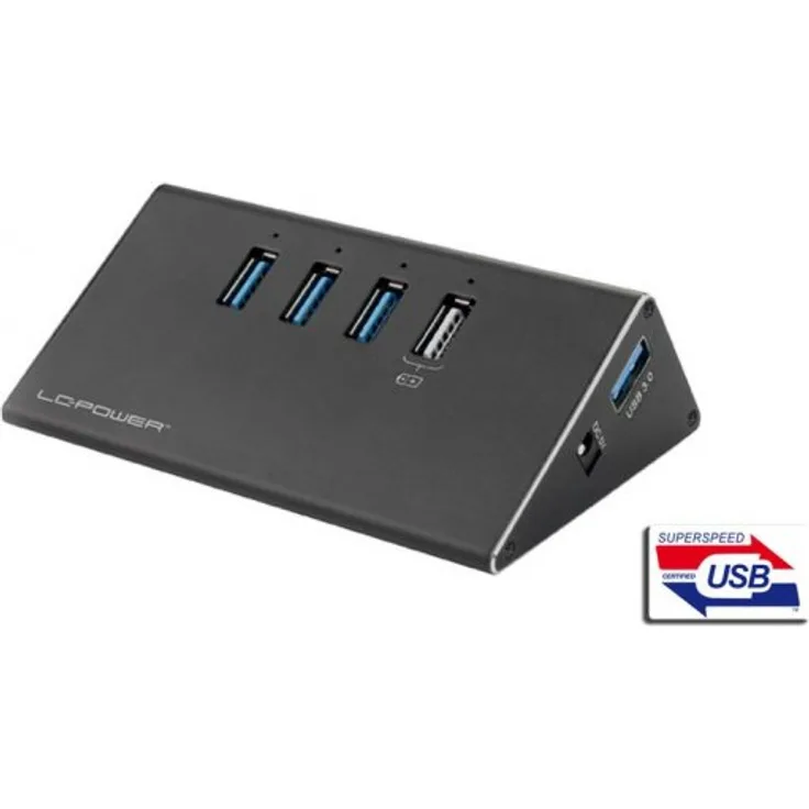 LC Power LC-HUB-ALU-2B-4 - Hub - 3 x SuperSpeed USB3.0 + 1 x SuperSpeed USB3.0 (laden) - Desktop (LC-HUB-2B-4)