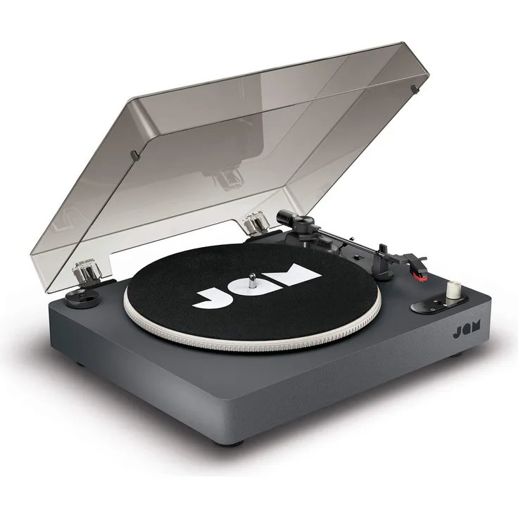 Jam Spun Out Bluetooth Plattenspieler, Vinyl Plattenspieler, 3-fach Riemenantrieb für erstklassigen Sound, Bluetooth-Funktion, Kopfhörerausgang und Aux-Eingang, inklusive Staubschutzhülle, schwarz