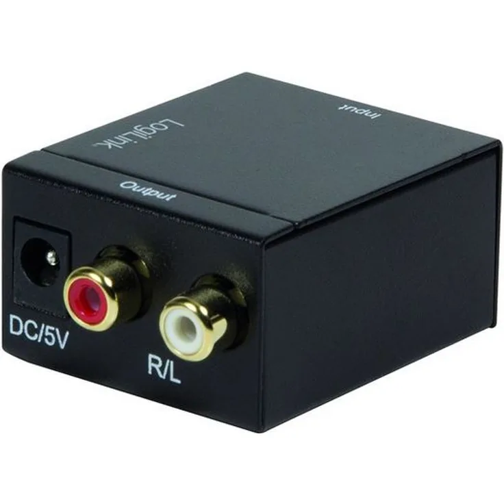 LogiLink CA0100 Koaxial und Toslink auf Analog L-R Audio-Konverter, Elektromagnetisch-Rauschfreie Übertragungen schwarz