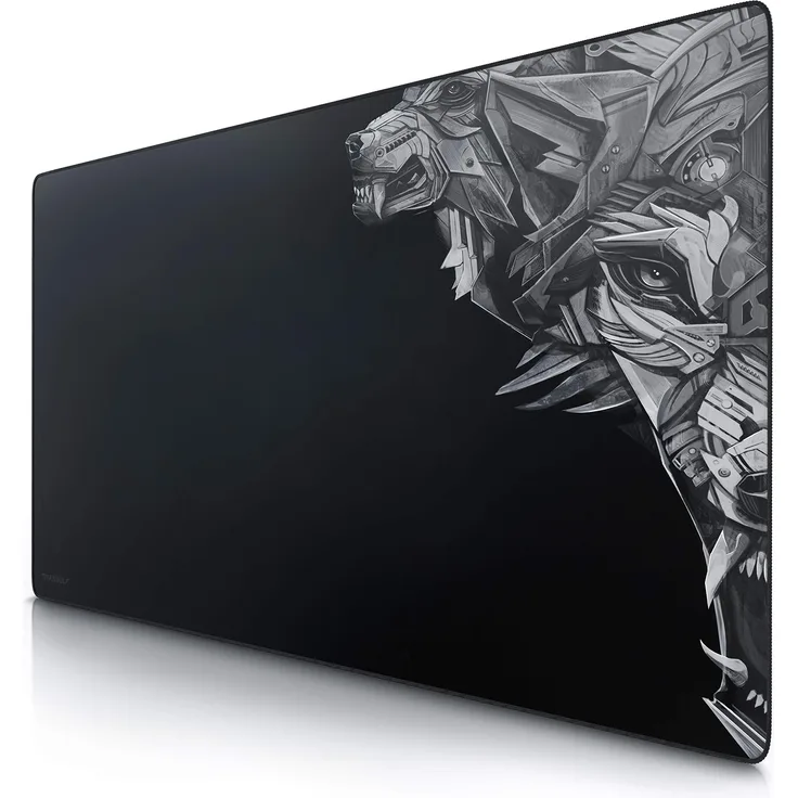 CSL - Übergröße Mauspad Gaming Titanwolf 1200x600mm - XXXL Mousepad groß mit Motiv - Tischunterlage Large Size - verbessert Präzision und Geschwindigkeit - XXL z.B. für Logitech Maus und Tastatur