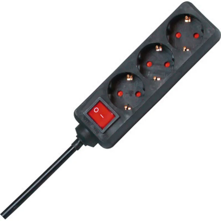 Kopp 129715009 Steckdosenleiste 3-fach mit beleuchtetem Schalter schwarz